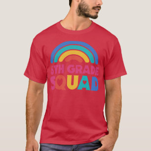 Cute School Teacher 6th Grade Squad with Retro Rai T-Shirt