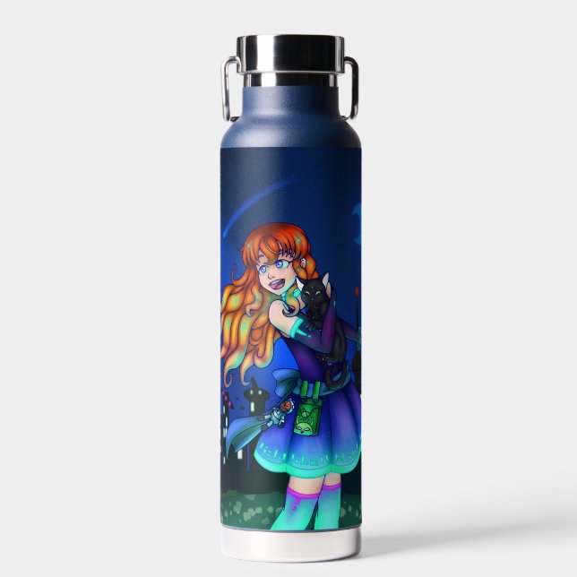 Cute Sci-Fi Girl Water Bottle (Front)