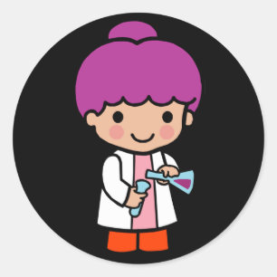 Cute Scientist / Chemist Girl with Flask Classic Round Sticker