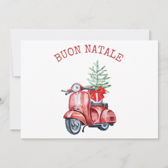 Cute Scooter Buon Natale Holiday Greeting  Card (Front)