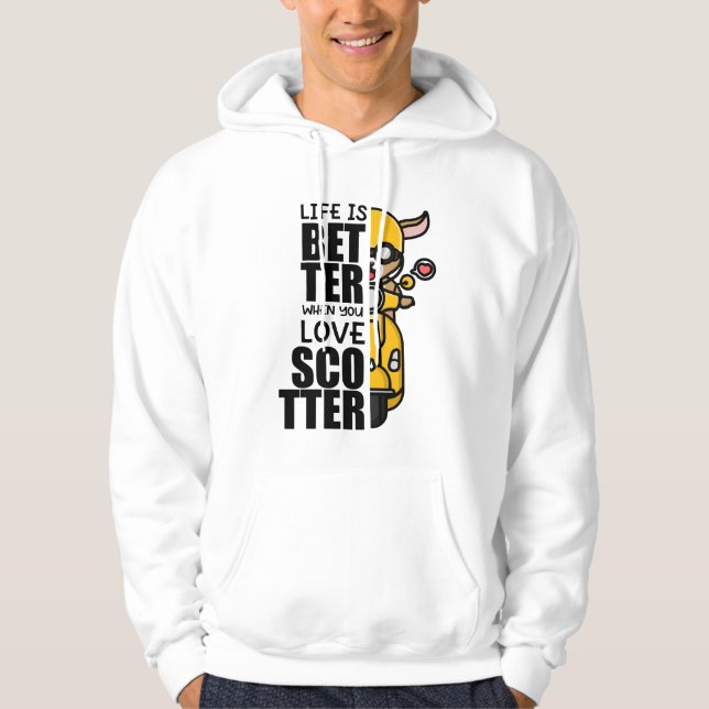 Cute Scooter Goat Design Hoodie (Front)