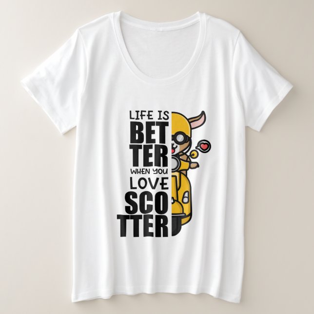 Cute Scooter Goat Design Plus Size T-Shirt (Design Front)