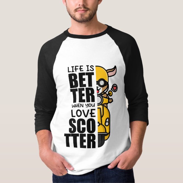 Cute Scooter Goat Design T-Shirt (Front)
