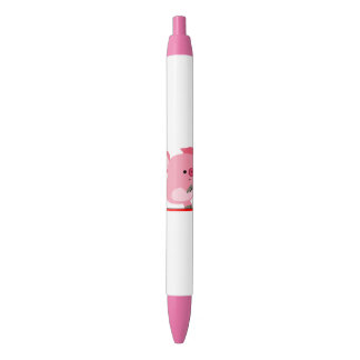 Cute Scooter-Riding Cartoon Pig Black Ink Pen
