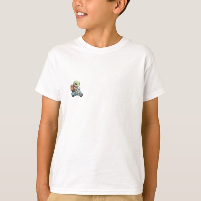 Cute Scooter Turtle Kids T-Shirt (Front)