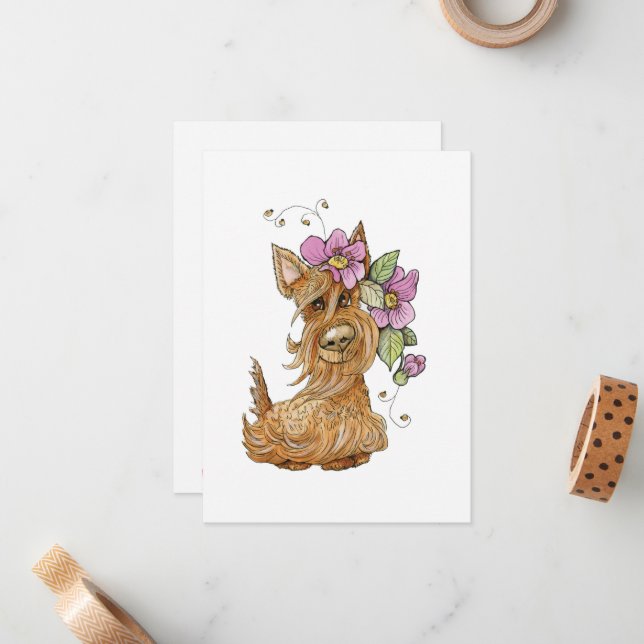 Cute Scottie dog, Scottie dog, Scottie Note Card (Front/Back In Situ)