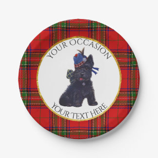Cute Scottie Personalise Paper Plate