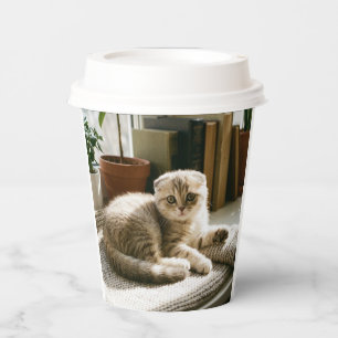 Cute Scottish Fold Cat Mug - Cosy Cat Lover Coffee Paper Cups