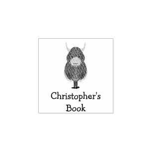 Cute Scottish Highland Cow Bookplate Rubber Stamp