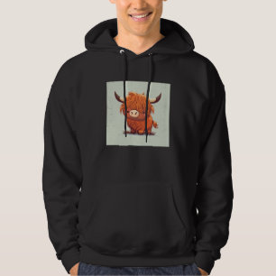 Cute Scottish Highland Cow Illustration Little Hor Hoodie