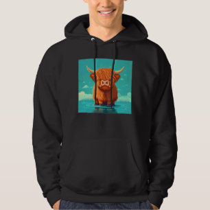 Cute Scottish Highland Cow Illustration Little Hor Hoodie