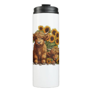 Cute Scottish Highland Cow Sunflower Mothers Day F Thermal Tumbler