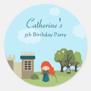 Cute scottish princess girls birthday party classic round sticker
