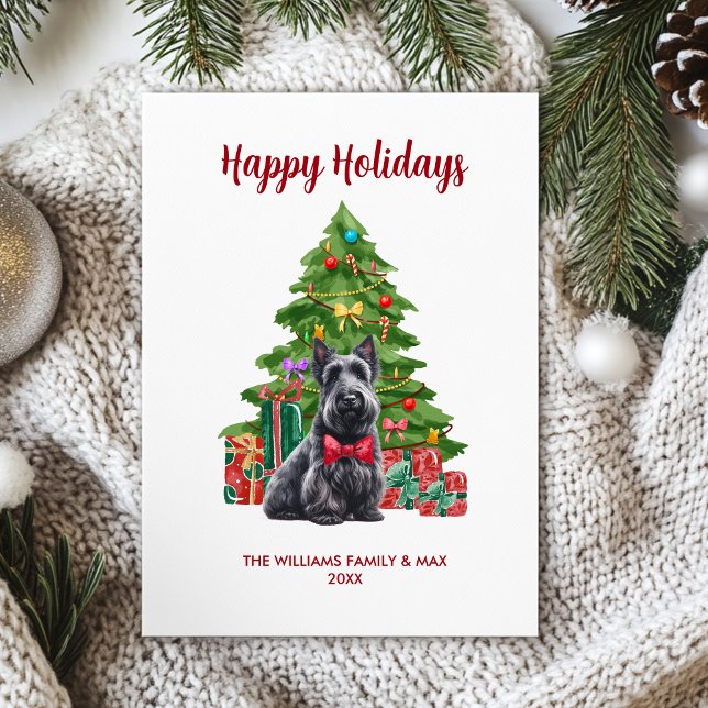 Cute Scottish Terrier Dog Family Christmas Holiday Card (Creator Uploaded)