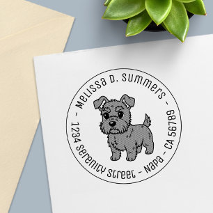 Cute Scottish Terrier Dog Round Address Self-inking Stamp