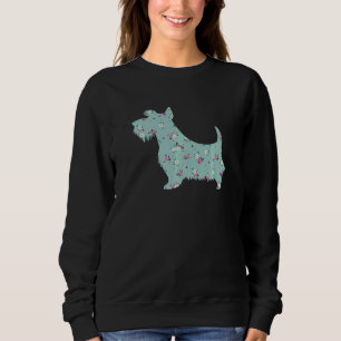 Cute Scottish Terrier Flower Floral Silhouette Dog Sweatshirt