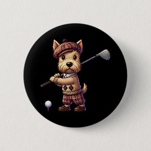 Cute Scottish Terrier Playing Golf Golfer Golfing  6 Cm Round Badge