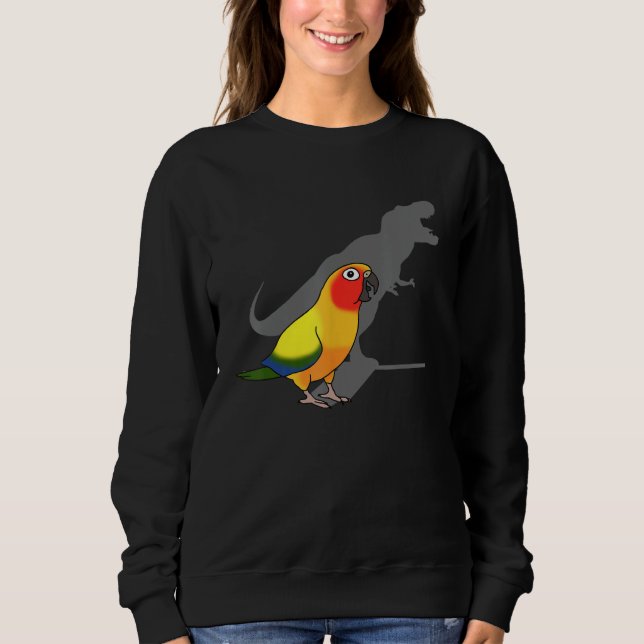 Cute Screaming Parrot, Birb Memes, Funny T-Rex Sun Sweatshirt (Front)