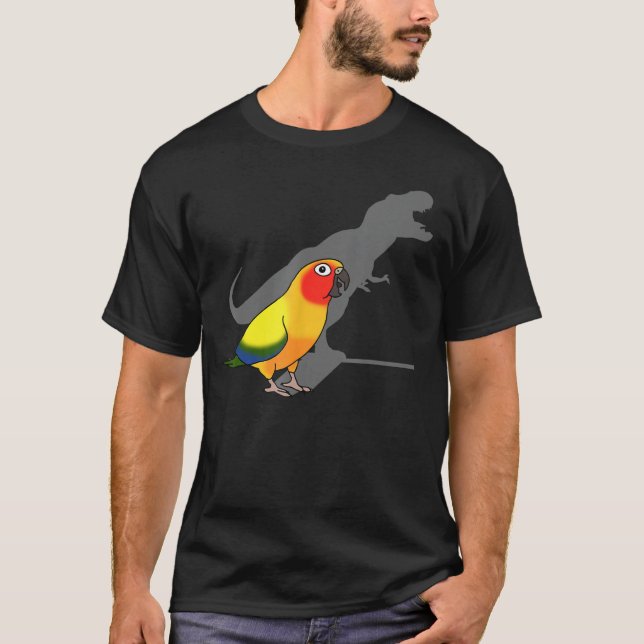 Cute Screaming Parrot, Birb Memes, Funny T-Rex Sun T-Shirt (Front)