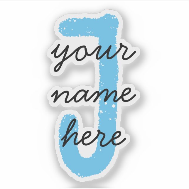 Cute Script | Blue Crayons | Custom Monogram, Name (Front)