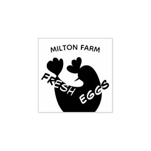cute script cartoon chicken monogram Egg Stamp