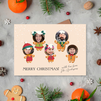 Cute Script & Christmas Gingerbread Family Photo Holiday Card