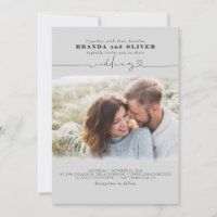 Cute Script Elegant Photo Overlay Grey Wedding