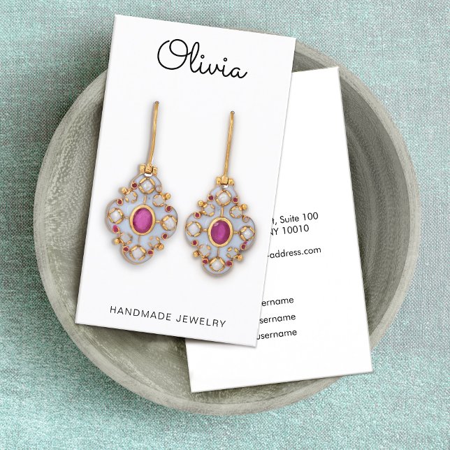 Cute Script Font  Earring Display Business Card (Creator Uploaded)