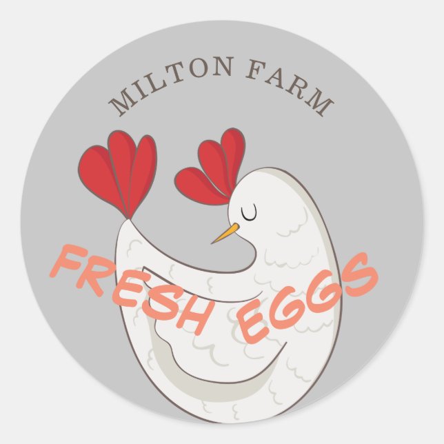 cute script fresh eggs monogram classic round sticker (Front)