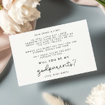 Cute script Godparents proposal card<br><div class="desc">Cute and modern: choose a simple card for your Godparents proposal. Easy to personalise with your custom message for the future Godparents. Fully customisable font and background colours.</div>