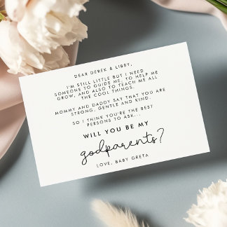 Cute script Godparents proposal card