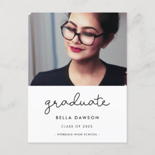 Cute script graduation photo postcard