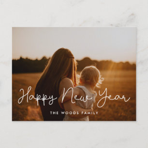 Cute script Happy New Year Holiday photo Postcard