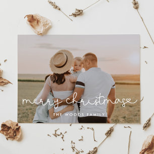 Cute Script Merry Christmas Photo Holiday Card