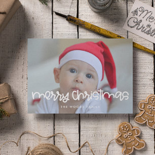 Cute script Merry Christmas photo Holiday Card