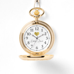 Cute Script Name Gold Heart Monogram Watch