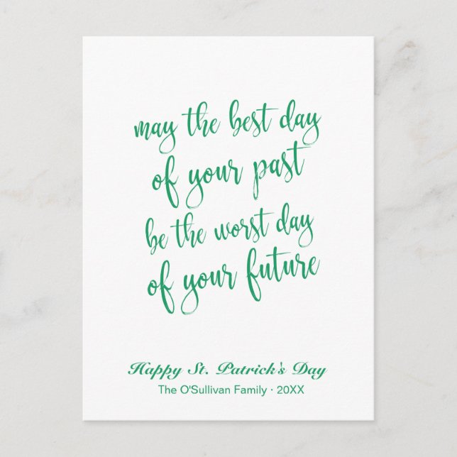 Cute Script Old Irish Blessing St. Patrick's Day Postcard (Front)