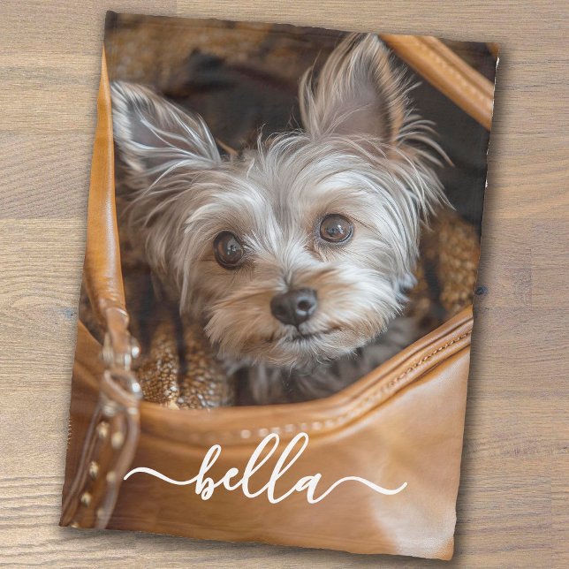Cute Script Pet Photo Fleece Blanket (Creator Uploaded)