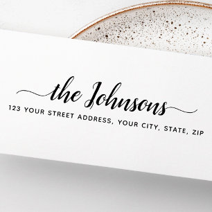 Cute script return address self-inking stamp