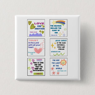 Cute scripture kids memory bible verse 15 cm square badge