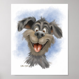 Cute Scruffy Dog Cartoon Poster