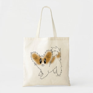 Cute Scruffy Papillon Puppy Dog Tote Bag