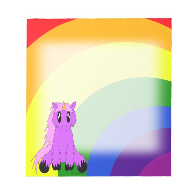 Cute Scruffy Unicorn Notepad (Pink) (Front)