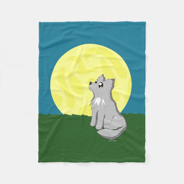 Cute Scruffy Wolf with Moon Blanket (Front)