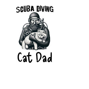 Cute Scuba Diving Cat Dad Black T-Shirt