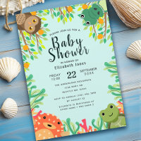 Cute Sea and Swamp Animal Baby Shower Invitation