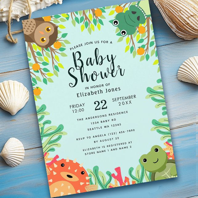Cute Sea and Swamp Animal Baby Shower Invitation (Creator Uploaded)