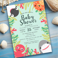 Cute Sea Animal Baby Shower Invitation