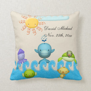 Cute Sea Animals Baby Shower Cushion
