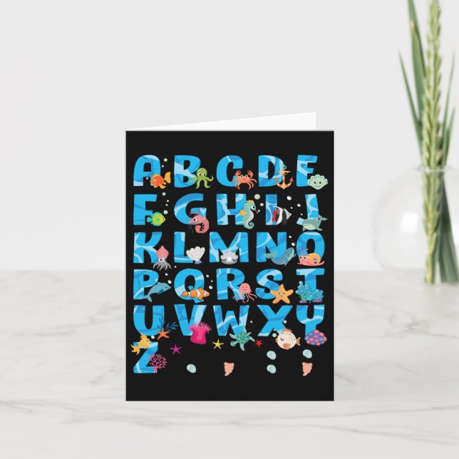 Cute Sea Animals Funny Alphabet Summer Abcs Back T Card (Front)